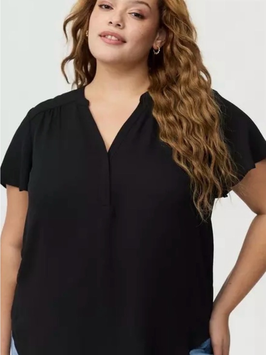 torrid Tops - torrid Black V-Neck Flutter Sleeve Blouse